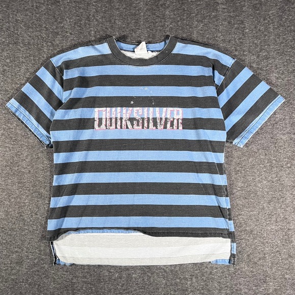 Quiksilver Other - Vintage 80s Quiksilver Surf Striped Tshirt Made in USA Blue Faded Size Large